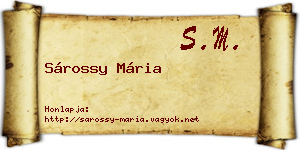 Sárossy Mária névjegykártya