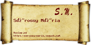 Sárossy Mária névjegykártya